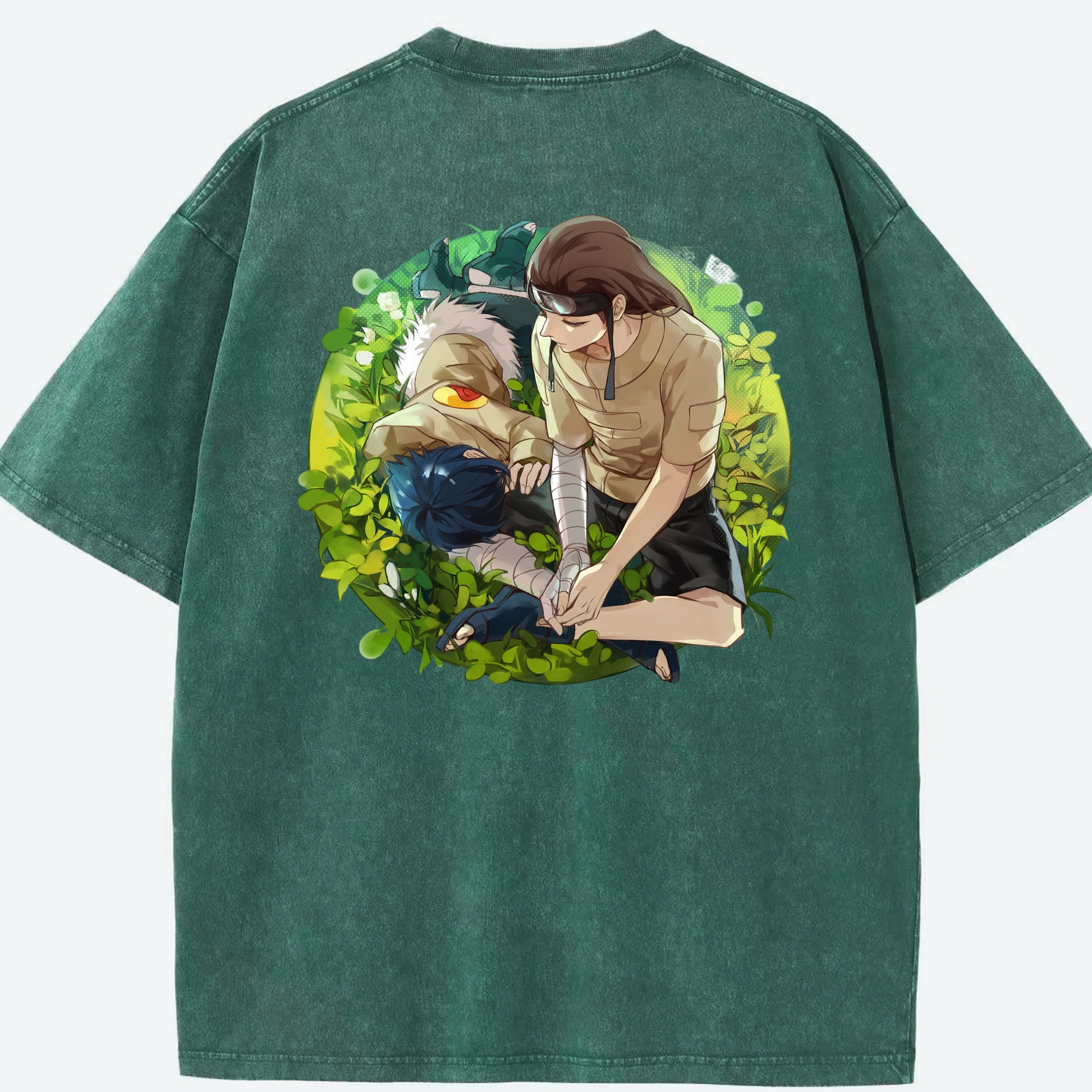 （画像用） NARUTO -ナルト- 日向ネジ Hyūga Neji 綿100% ヴィンテージ風 半袖Tシャツ（背面プリント）